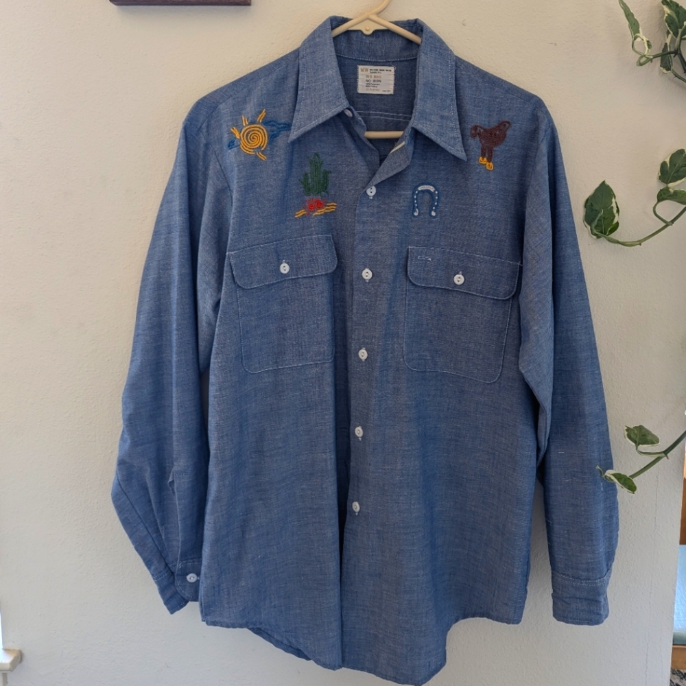 Vintage cotton embroidered button down shirt